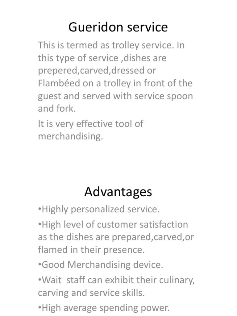 Gueridon Service | PDF | Hors D&rsquo;oeuvre | Tableware