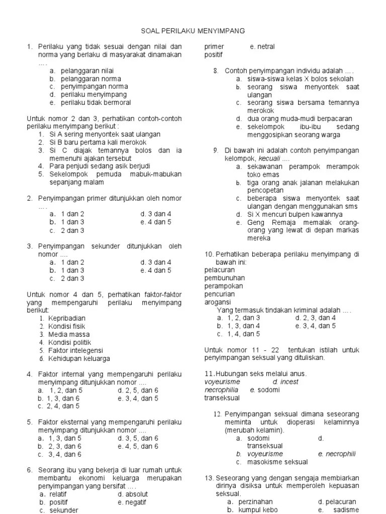 Soal Perilaku Menyimpang | PDF
