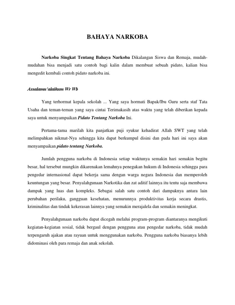 Contoh Naskah Pidato Tentang Narkoba