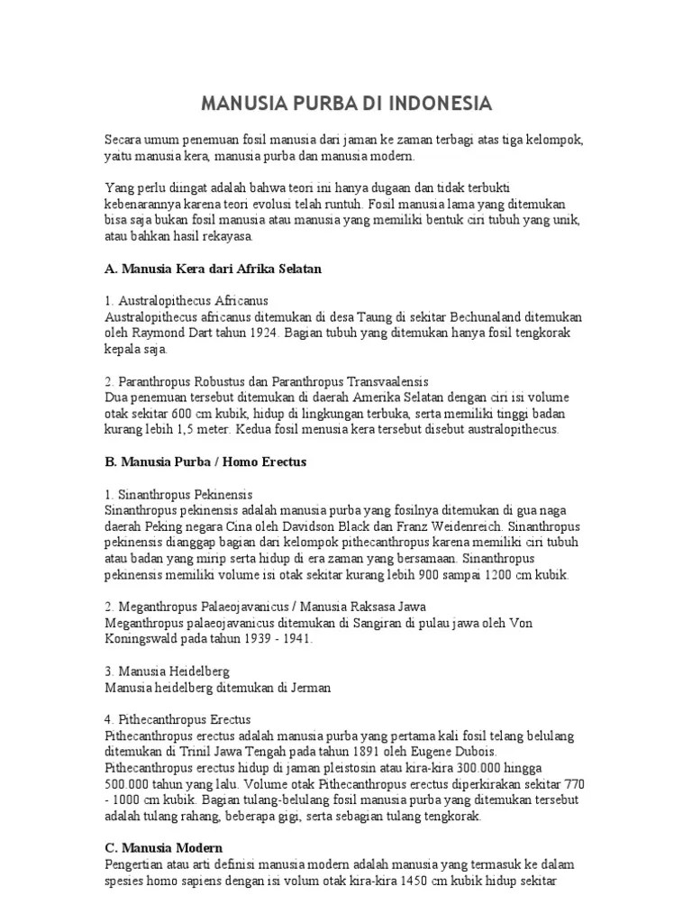 Manusia Purba Di | PDF