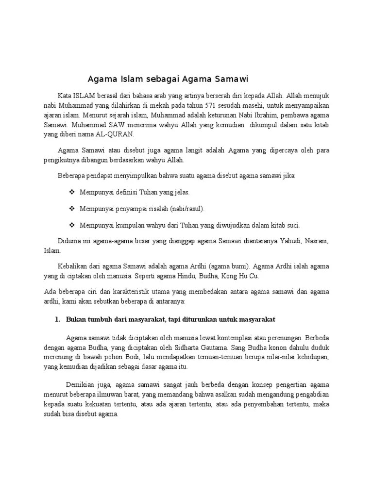 Agama Islam Sebagai Agama Samawi | PDF