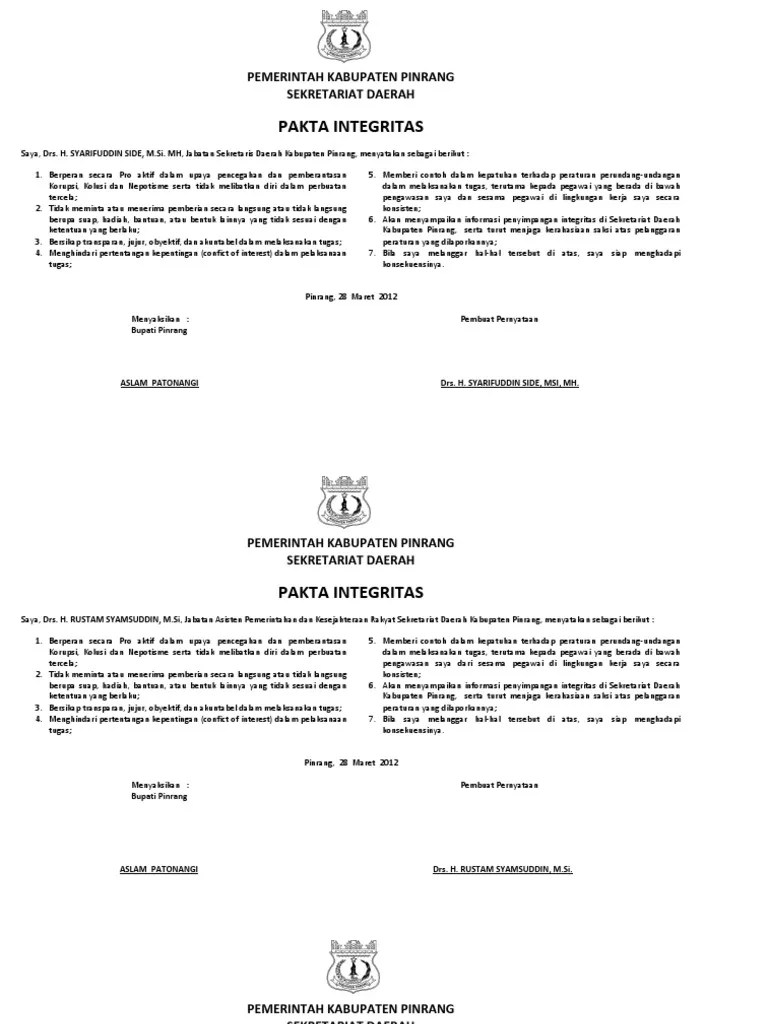 Pakta Integritas BR | PDF
