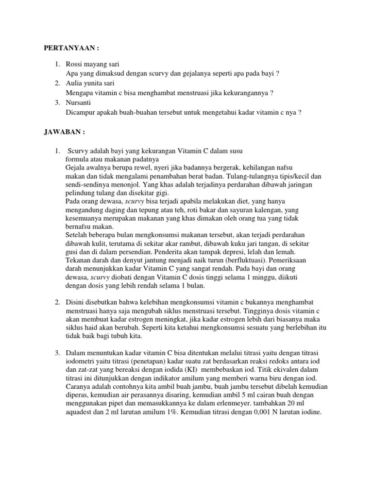 Pertanyaan Vitamin C | PDF