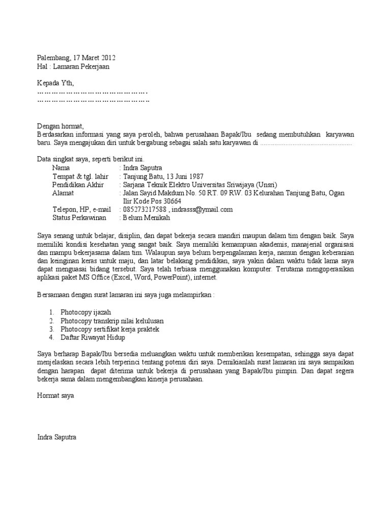 49+ Surat Lamaran Kerja Tanpa Nama Perusahaan - Kumpulan Contoh Gambar