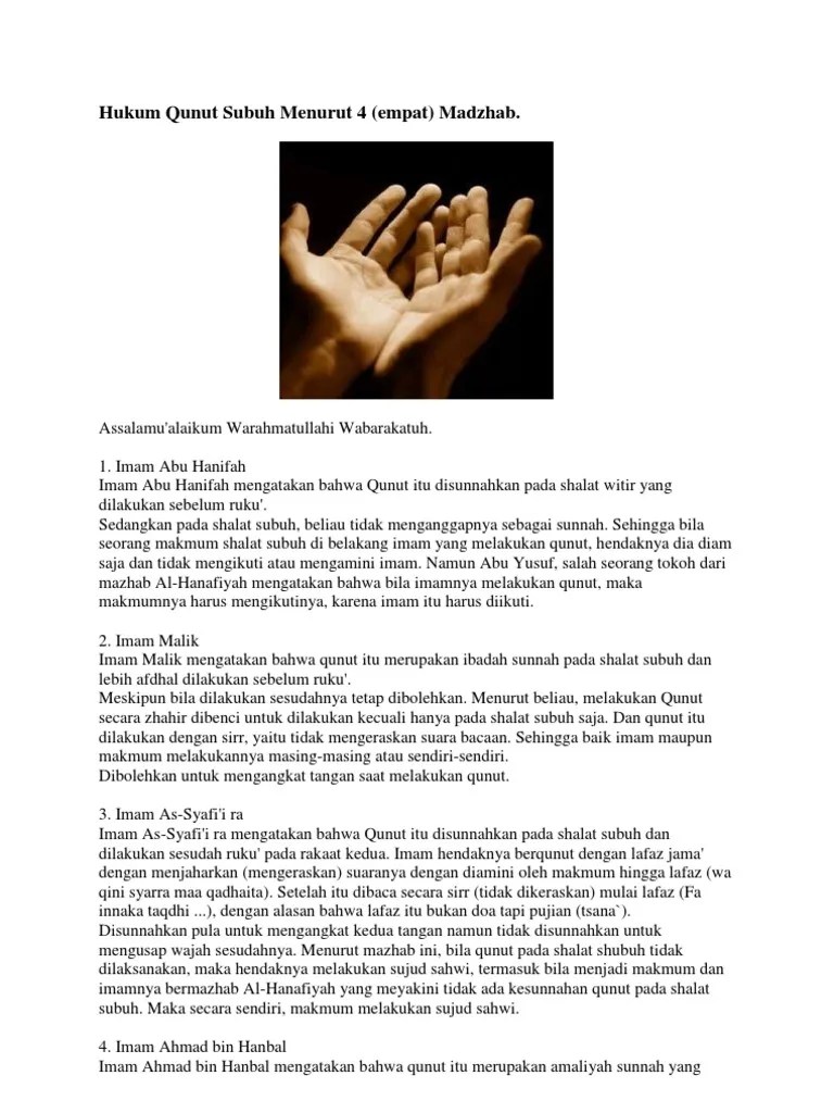 Bacaan Setelah Rukuk Pada Sholat Subuh