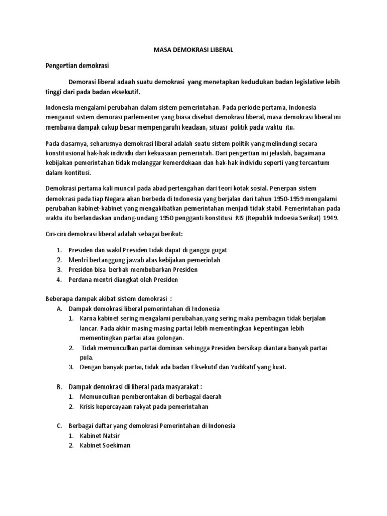 Masa Demokrasi Liberal | PDF