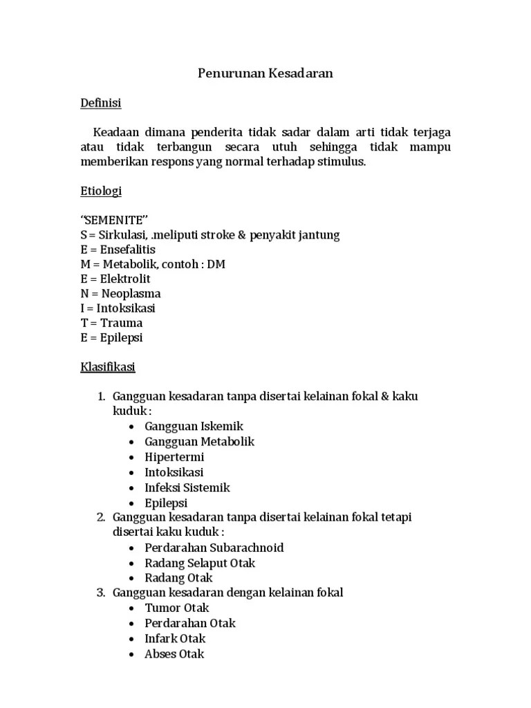 Penurunan Kesadaran | PDF