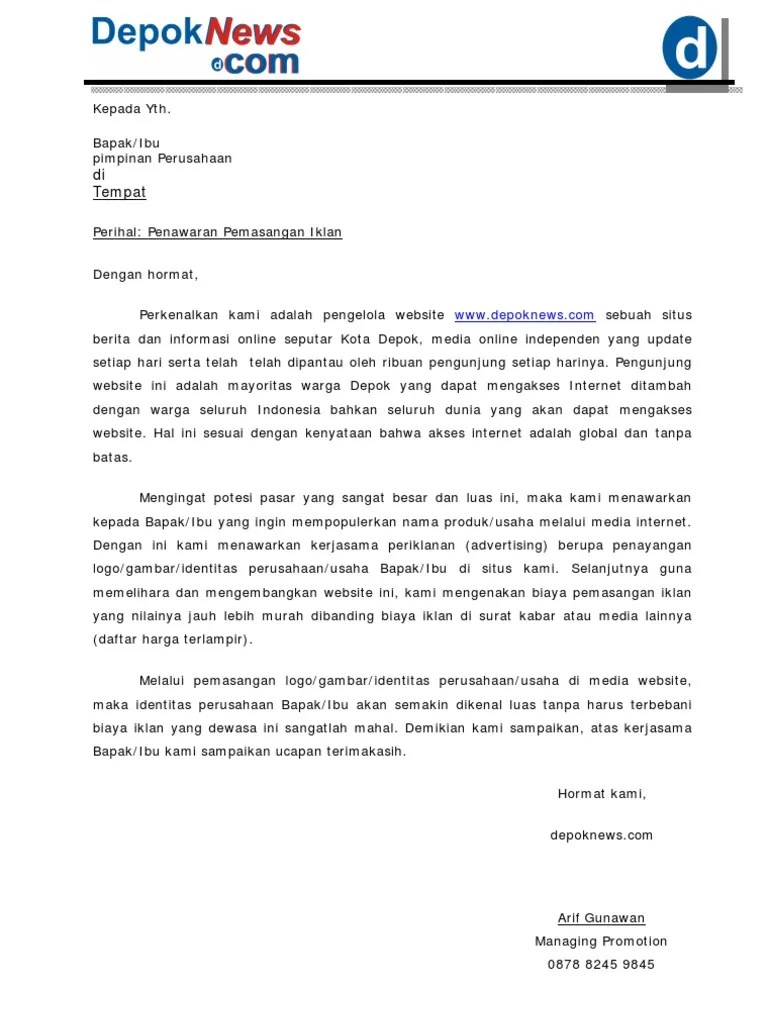 Contoh Surat Tagihan Iklan - Contoh Surat