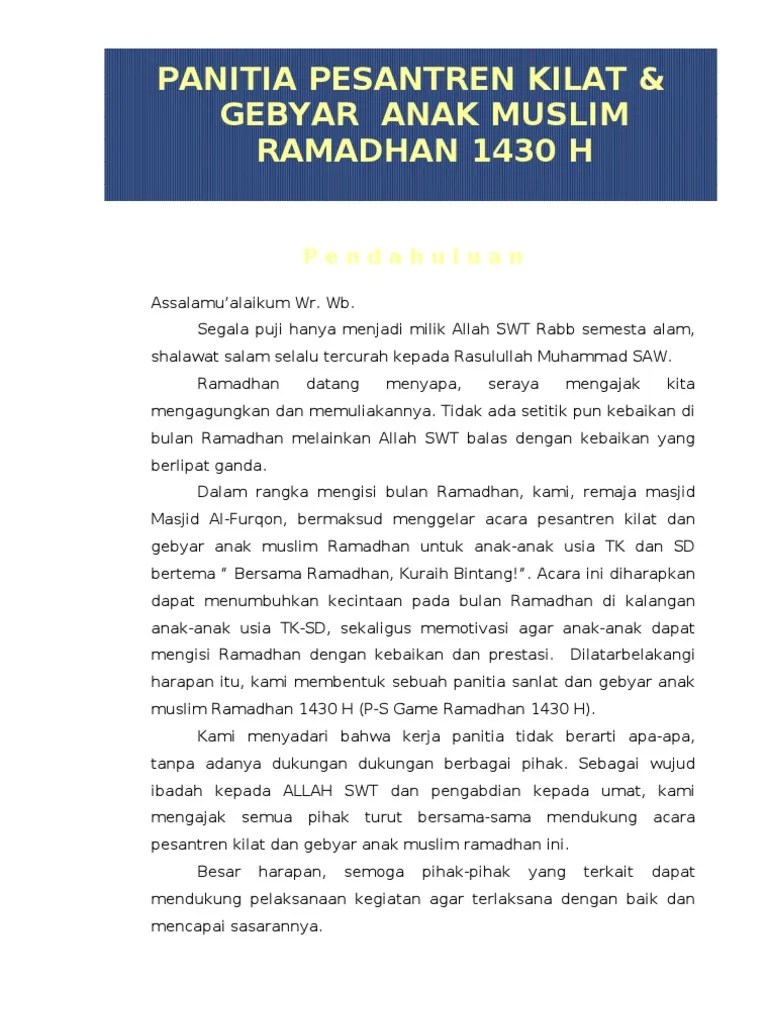 Sambutan Ketua Panitia Ramadhan - Data Dikdasmen