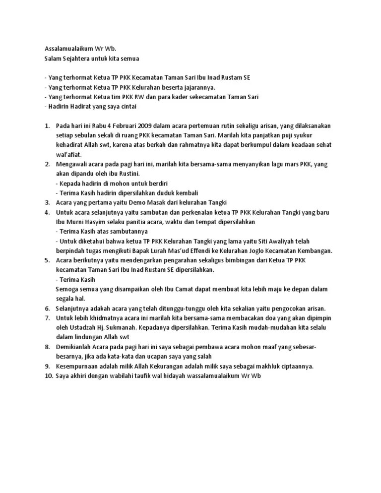 Contoh Salam Pembuka Dan Susunan Acara (MC) | PDF