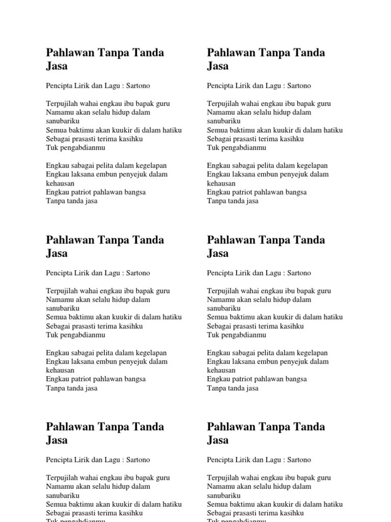 Lirik Lagu Hymne Guru Dan Penciptanya - Seputaran Guru