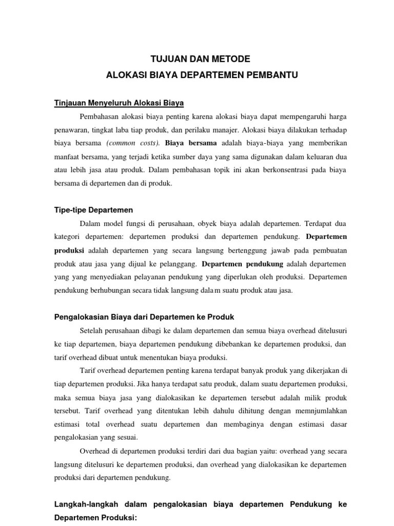 Alokasi Biaya Departemen | PDF