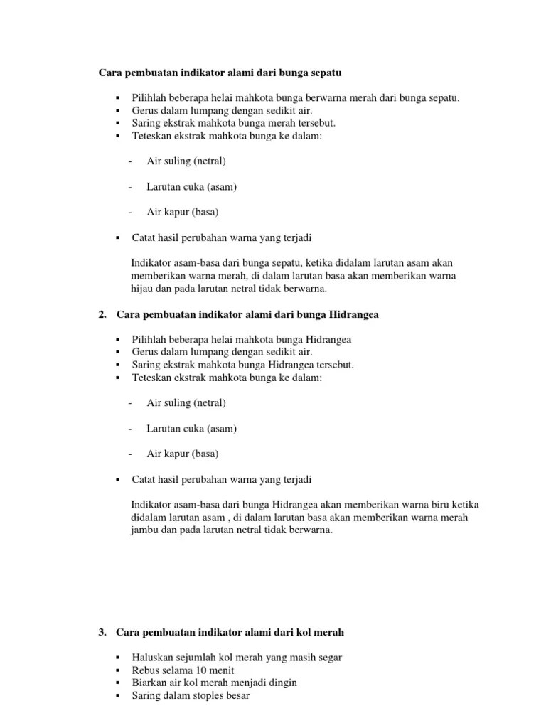 Cara Pembuatan Indikator Alami Dari Bunga Sepatu | PDF