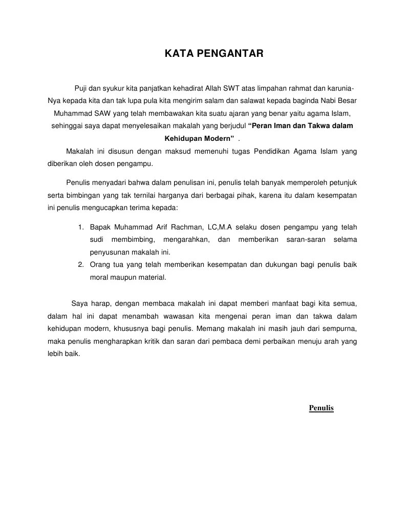 MAKALAH AGAMA Implementasi Iman Dan Taqwa Dalam Kehidupan Modern | PDF