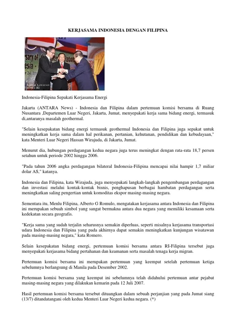 Kerjasama Indonesia Dengan Filipina | PDF