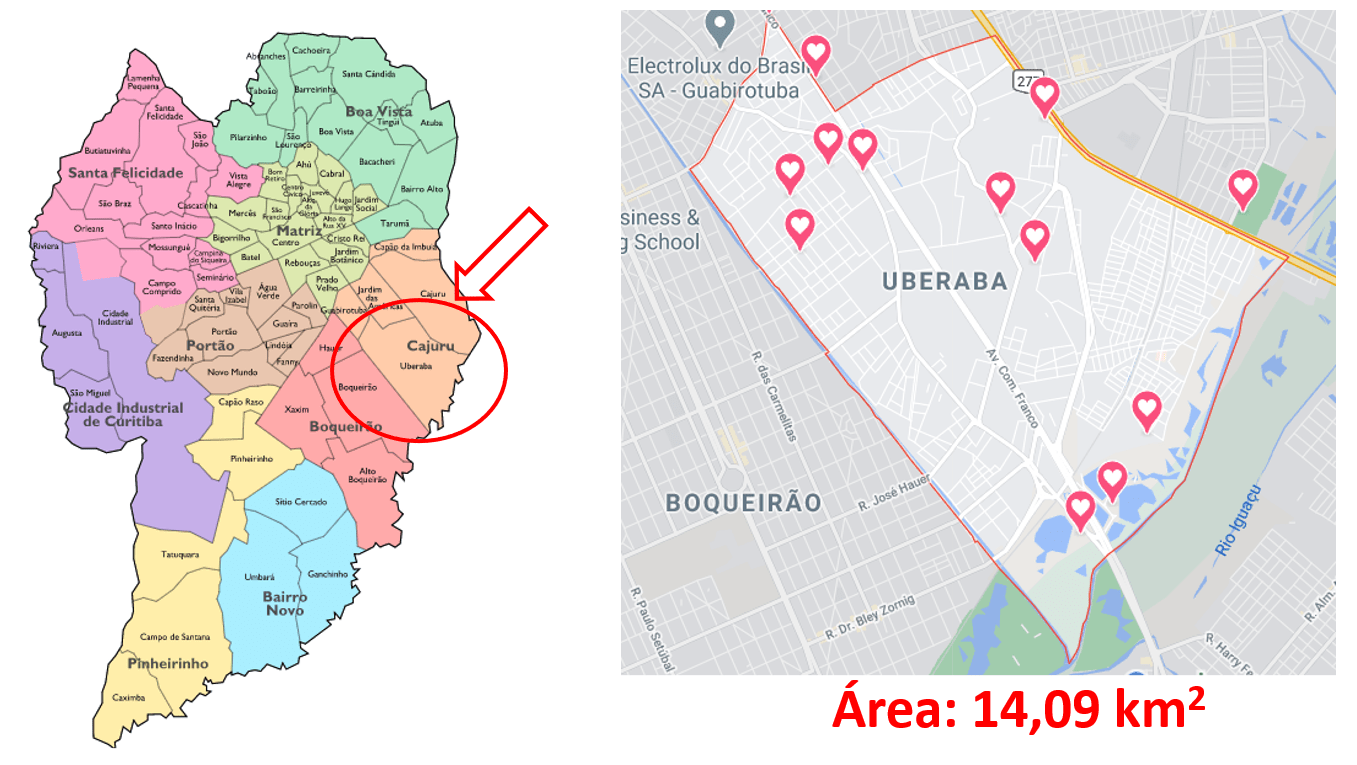 Mapa de uberaba com bairros