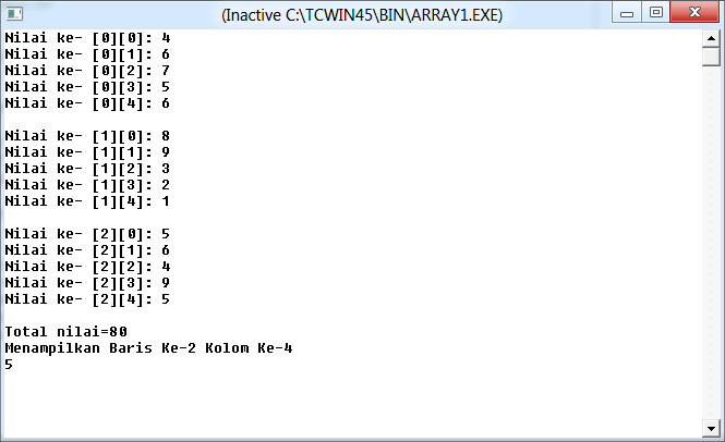 Contoh Program Array Dimensi dua – INFO KNOWLEDGE