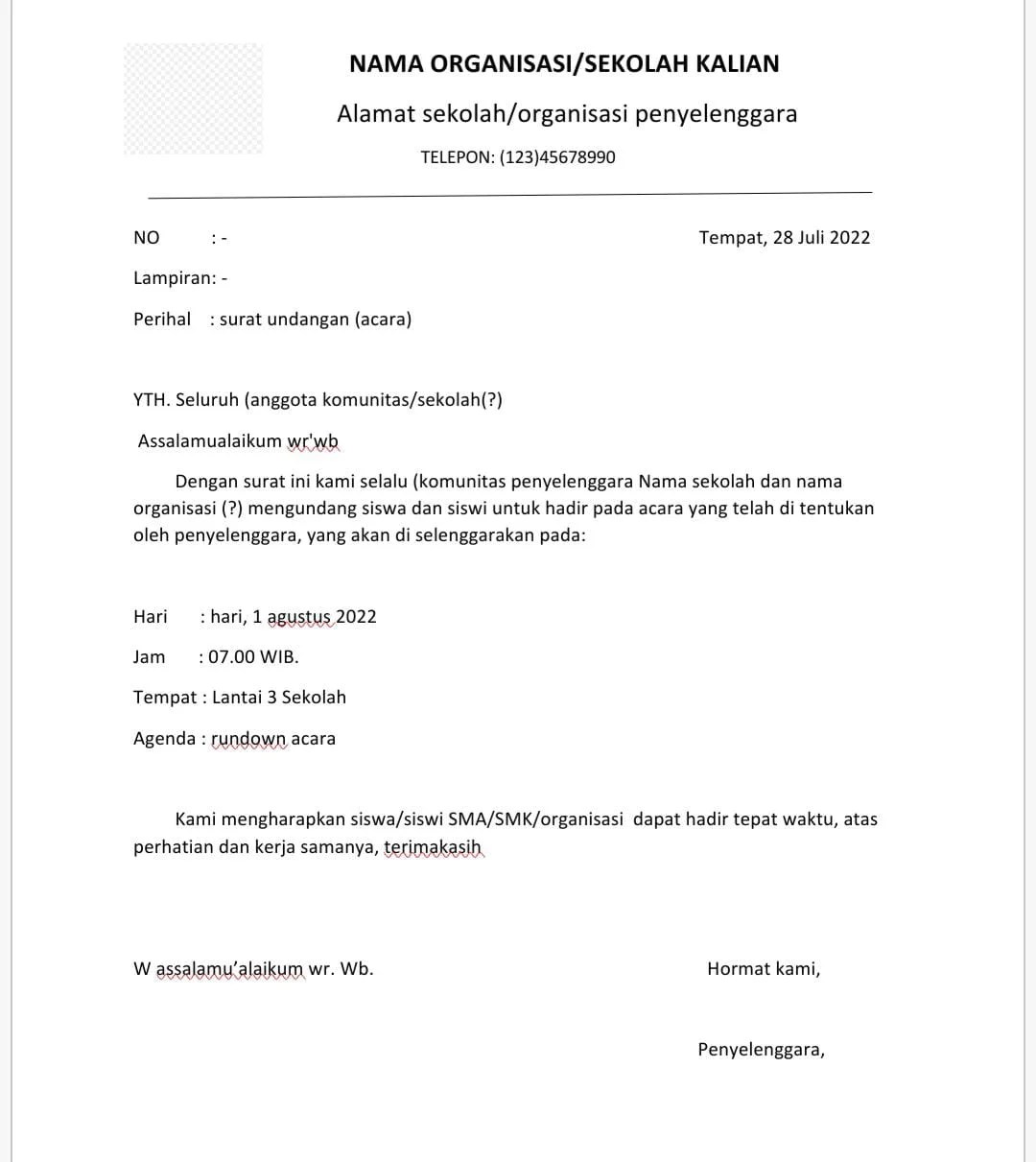 Contoh Surat Undangan Yang Resmi - Contoh Surat Resmi