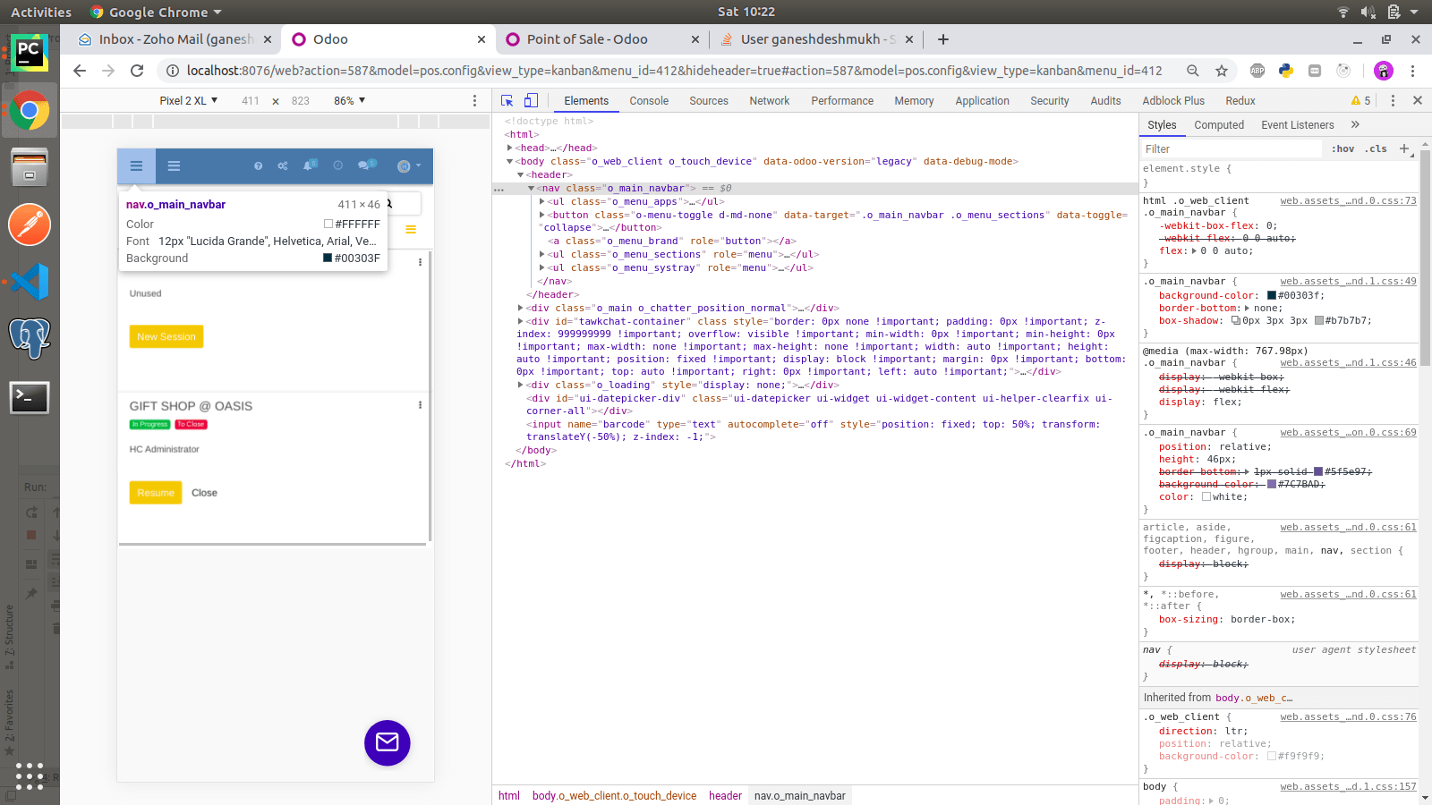 Bagaimana cara menyembunyikan navbar dan menu root di sidebar dari modul  web-backend Odoo?