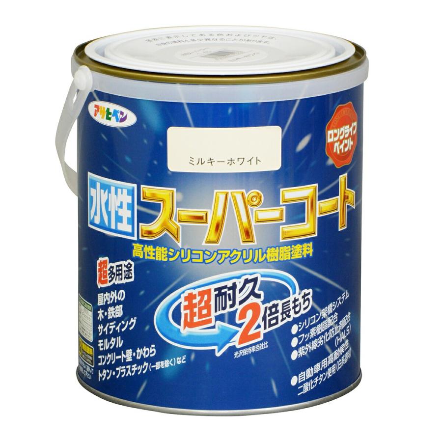 アサヒペン 塗料 水性スーパーコート 1.6L ミルキーホワイト 水性塗料 ペンキ 水性 水性ペンキ 錆止め塗料 錆止め 屋根塗料 コンクリート塗料 多用途 : e-daiku(イーダイク)Yahoo!店 - 通販 - Yahoo!ショッピング トタン 屋根 水性 塗料