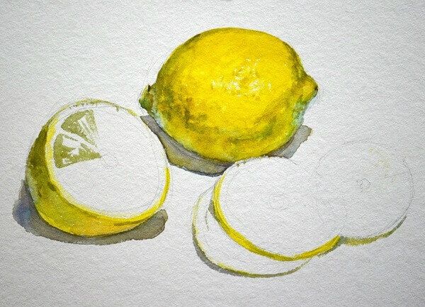 рисуем фрукты акварелью поэтапно