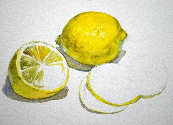 рисуем фрукты акварелью поэтапно