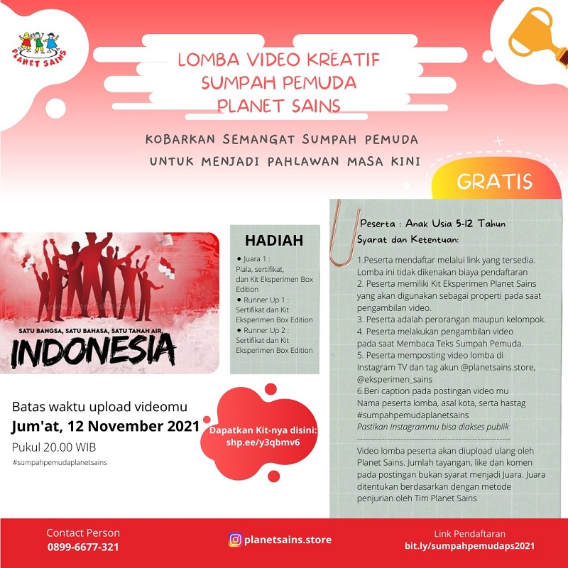 GRATIS! – LOMBA VIDEO KREATIF MEMBACA NARASI SUMPAH PEMUDA 2021 – Jadwal  Event, Info Pameran, Acara &amp; Promo Terbaru