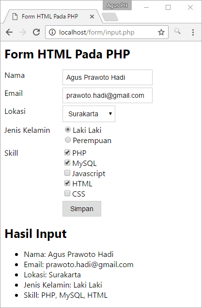 Tutorial PHP Form II: Menampilkan Hasil Input Form HTML dengan PHP |  Jagowebdev