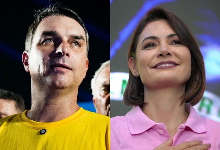 Flávio Bolsonaro e Michelle Bolsonaro