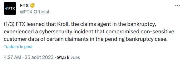 Catastrophe FTX : données clients envolées suite à une faille de sécurité sur Kroll