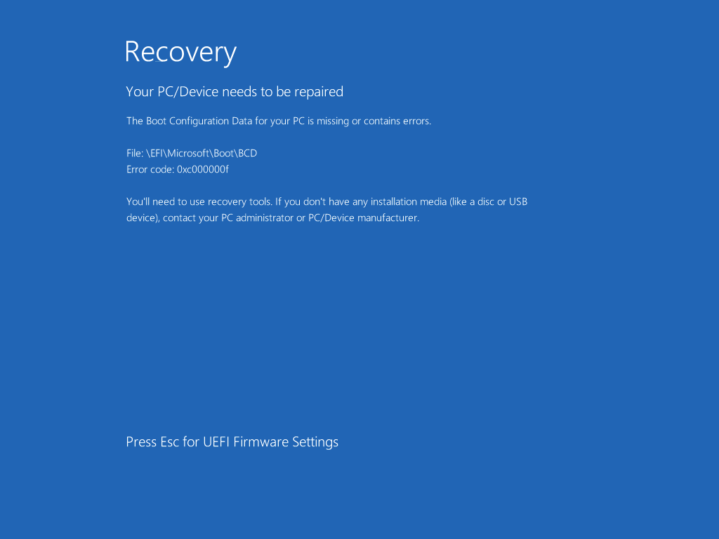 BCD ファイルの消失・破損による OS 起動不可 | Microsoft Japan Windows Technology Support Blog