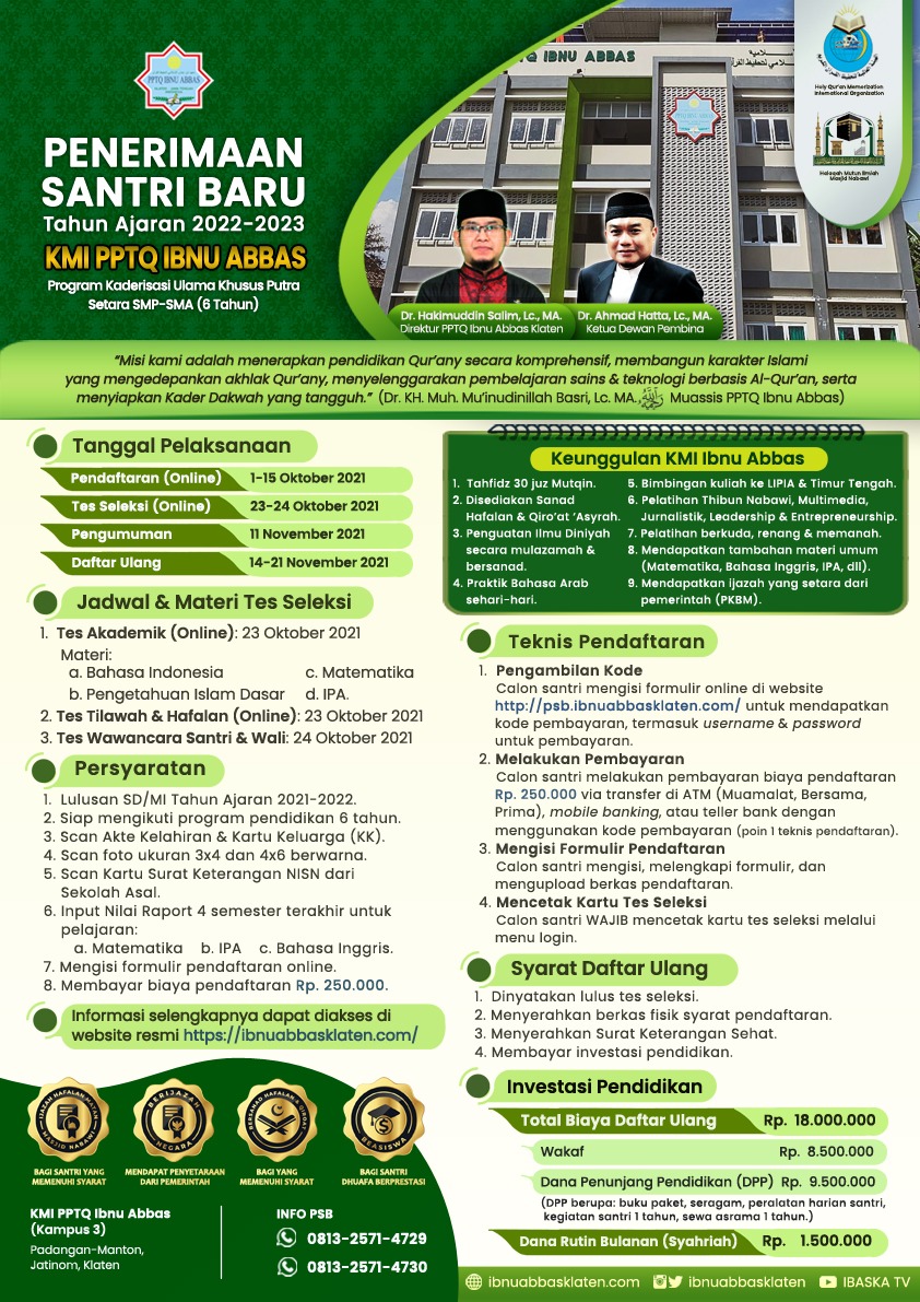 PPTQ Ibnu Abbas Klaten Buka Pendaftaran Program Kaderisasi Ulama Setingkat  SMP-SMA - Jurnal Islam