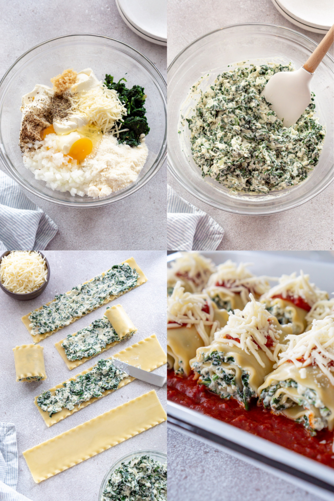 steps to make spinach lasagna rolls