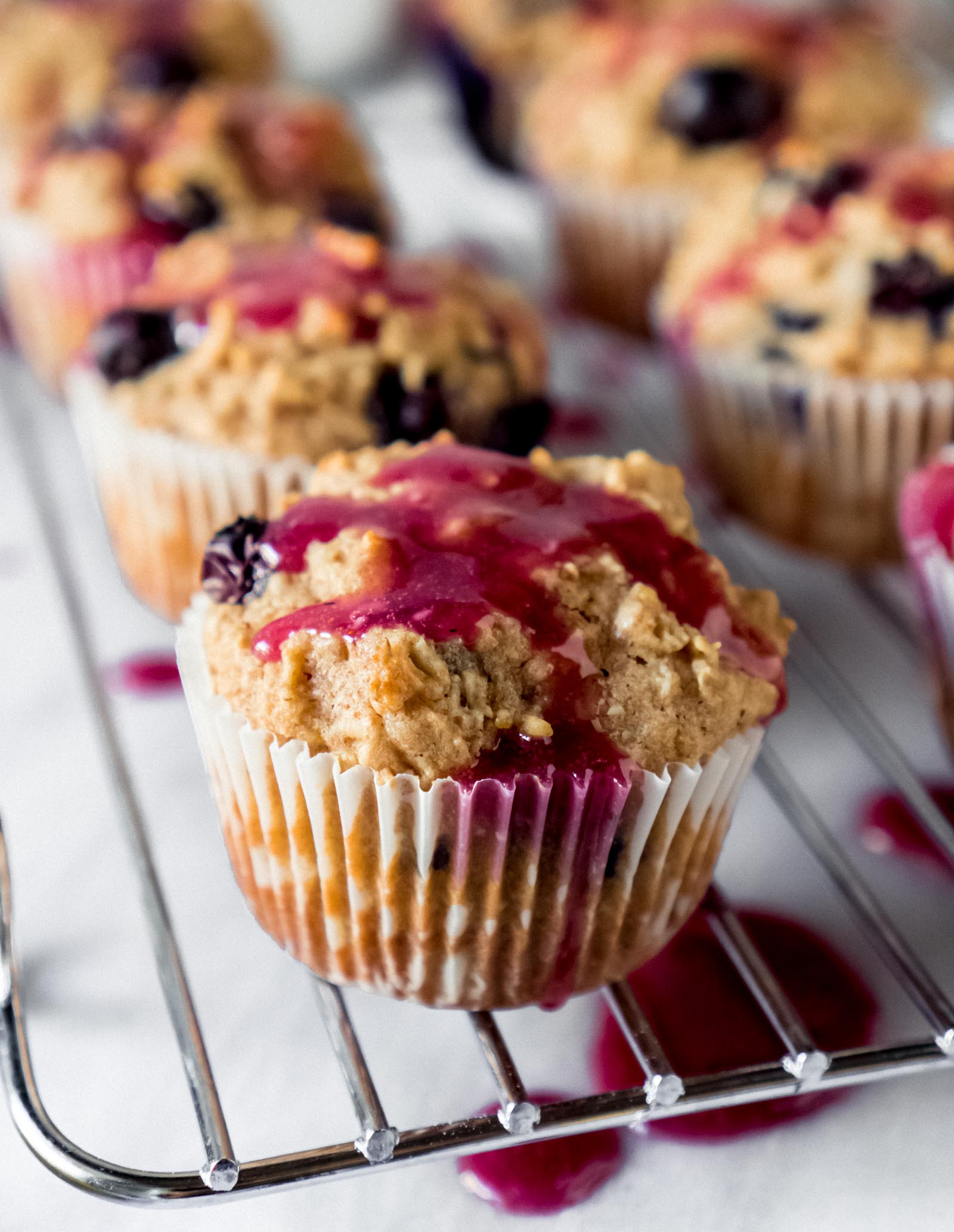 close up of a lemon blueberry muffin