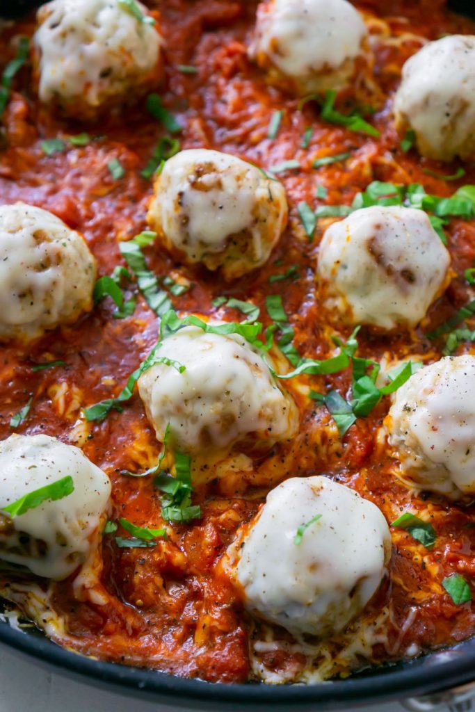 parmesan chicken meatballs close up