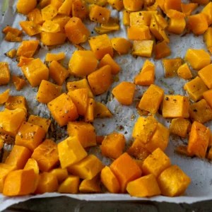 roasted butternut squash on a sheet pan