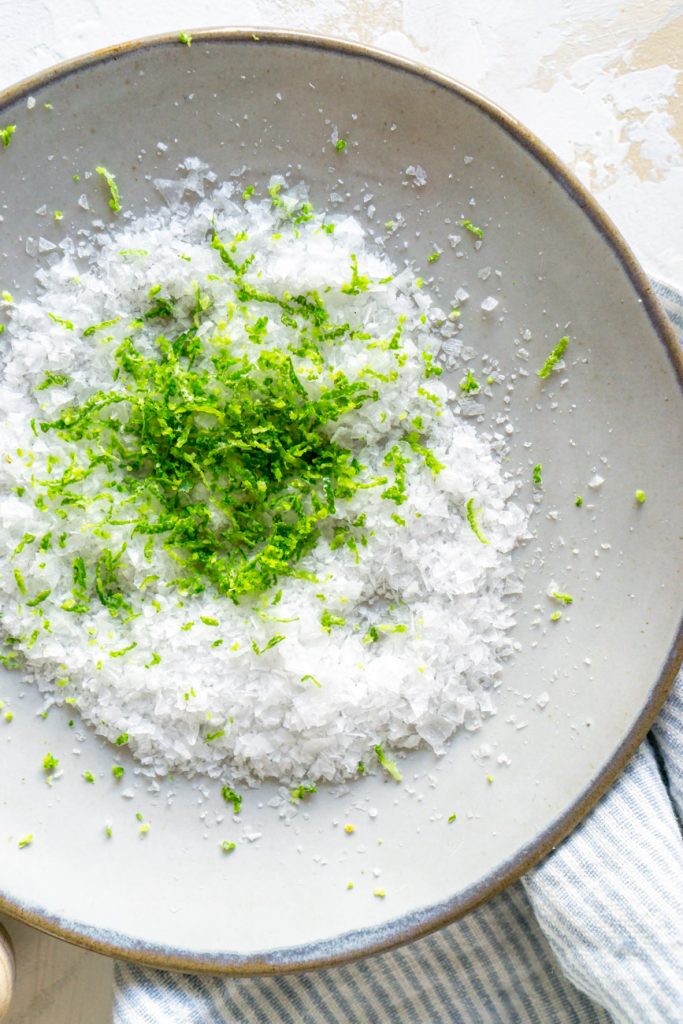 salt and lime zest on a plate