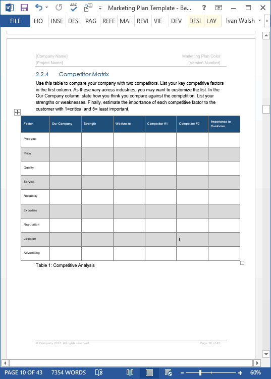 Modèles de plan marketing (MS Word + Excel) • Modèles pour Excel, Word et  Apple