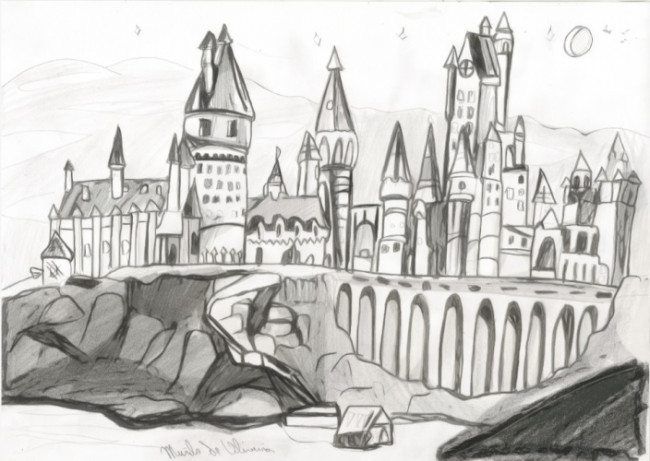 замки нарисованные пером
