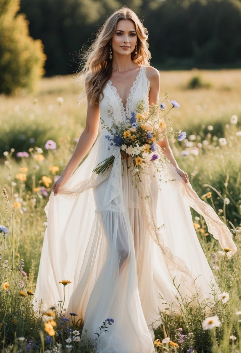 15 Hippie Wedding Dress Ideas for a Bohemian Celebration