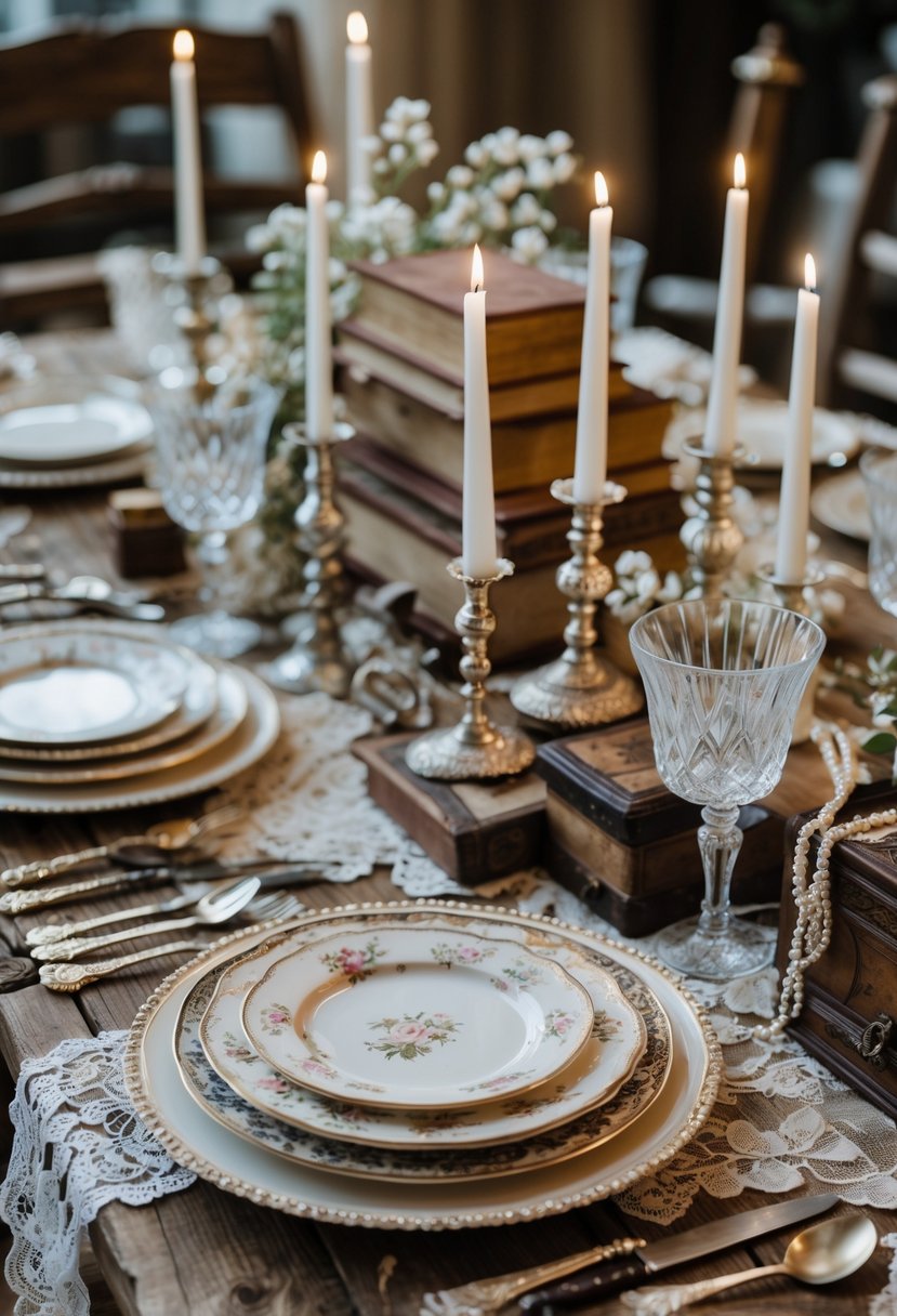 35 Vintage No-Flower Wedding Table Décor Inspiration Ideas for a Charming Reception