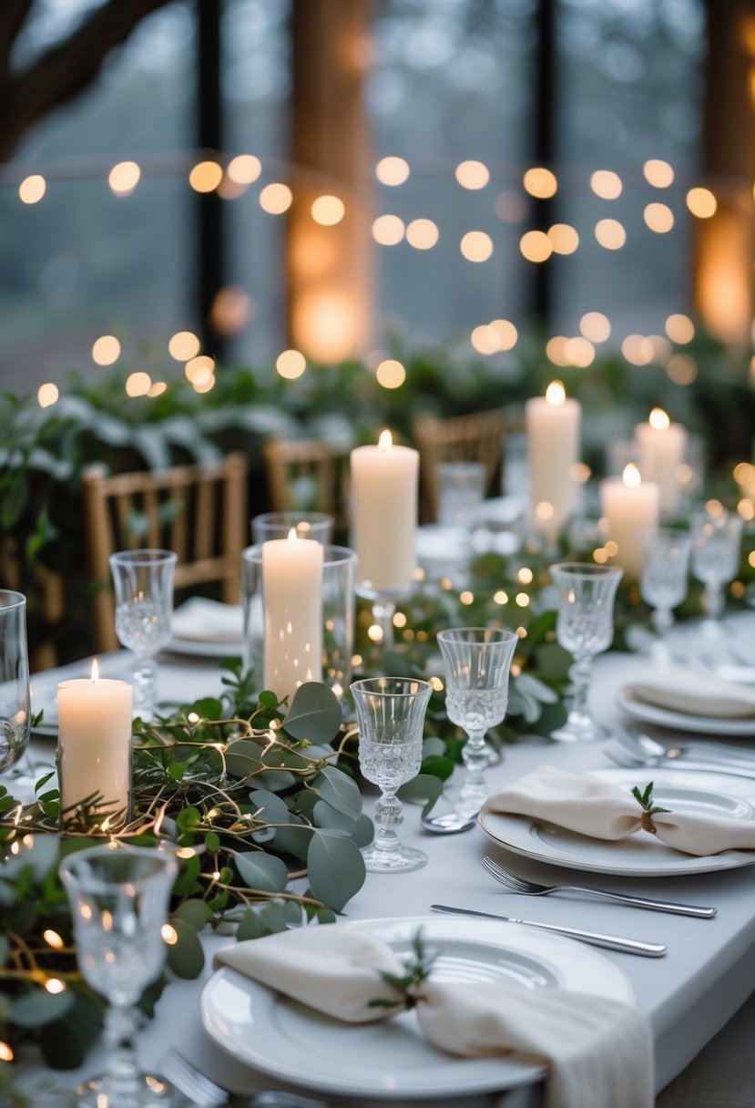 15 No-Flower Wedding Table Decoration Ideas with Fairy Lights for a Magical Reception