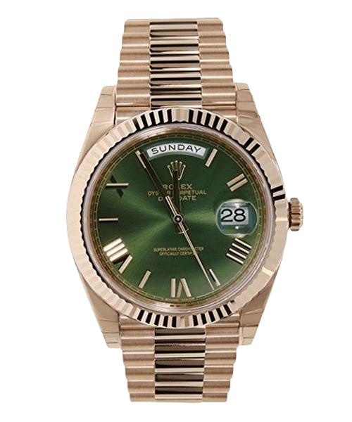 Day Date 40 228235 Olive Green Roman Dial Everose Gold President Landmark Watches
