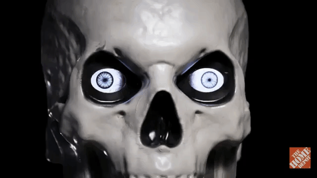 A Giant 12 Foot Skeleton With Animated Lcd Eyes