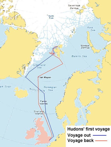 Map Of Henry Hudson Route