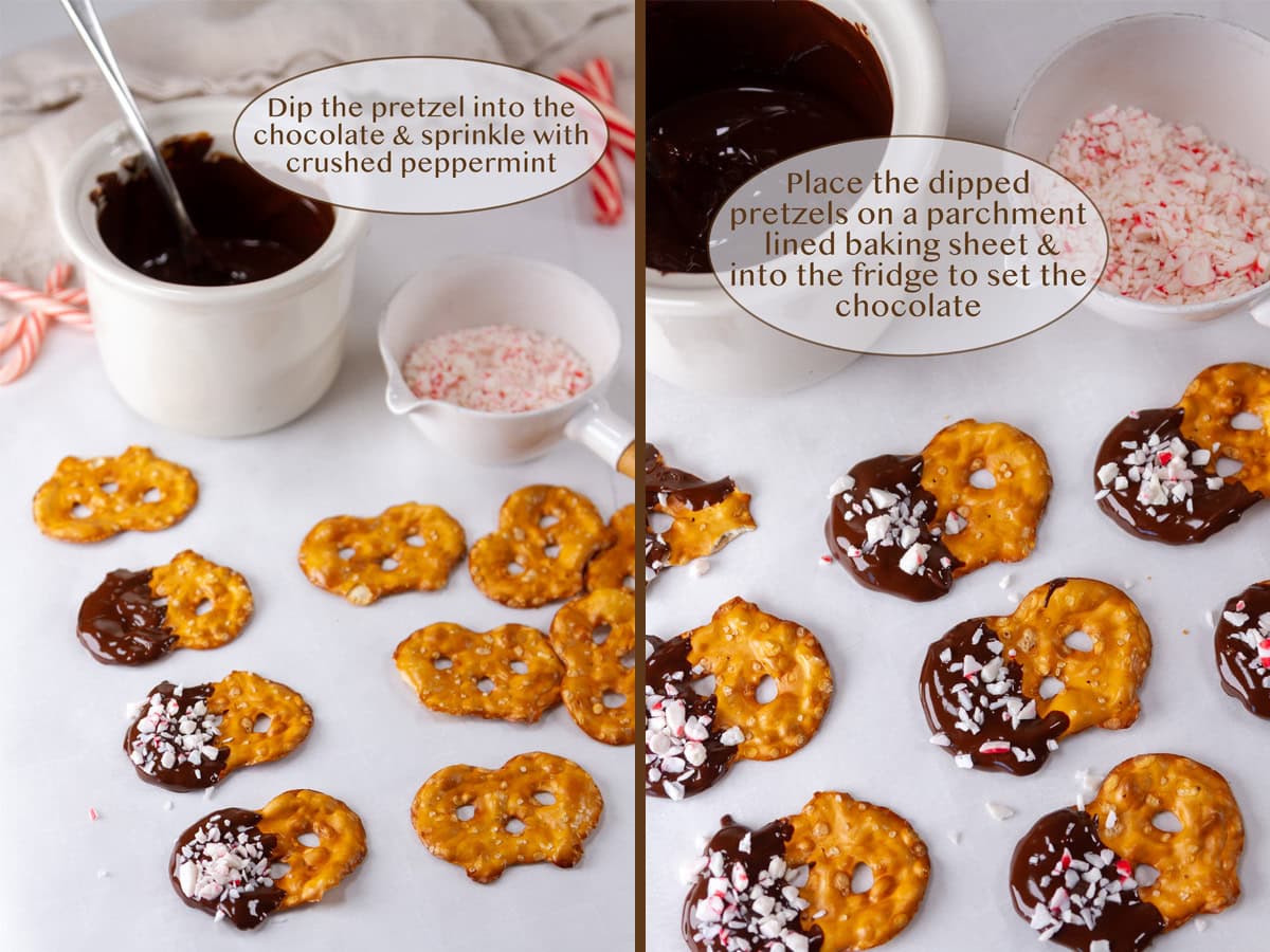 dipping and coating pretzels.