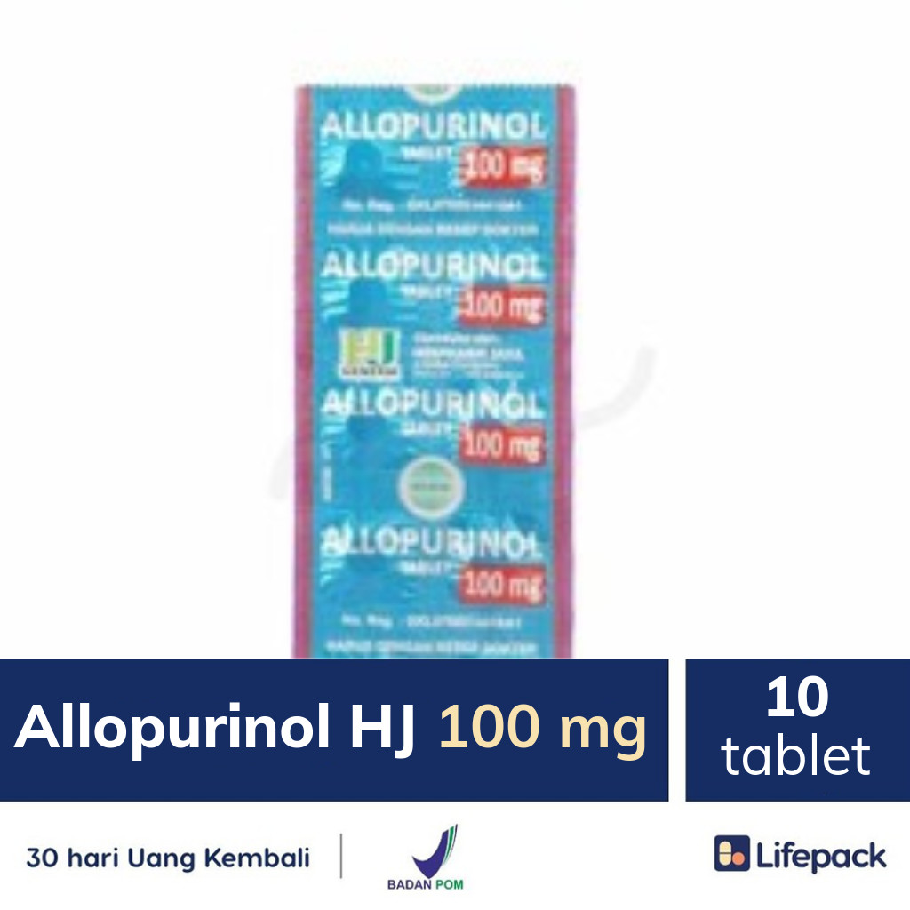 Jual Allopurinol HJ 100 MG Tablet 10S - Obat Nyeri Otot dan Sendi - Lifepack
