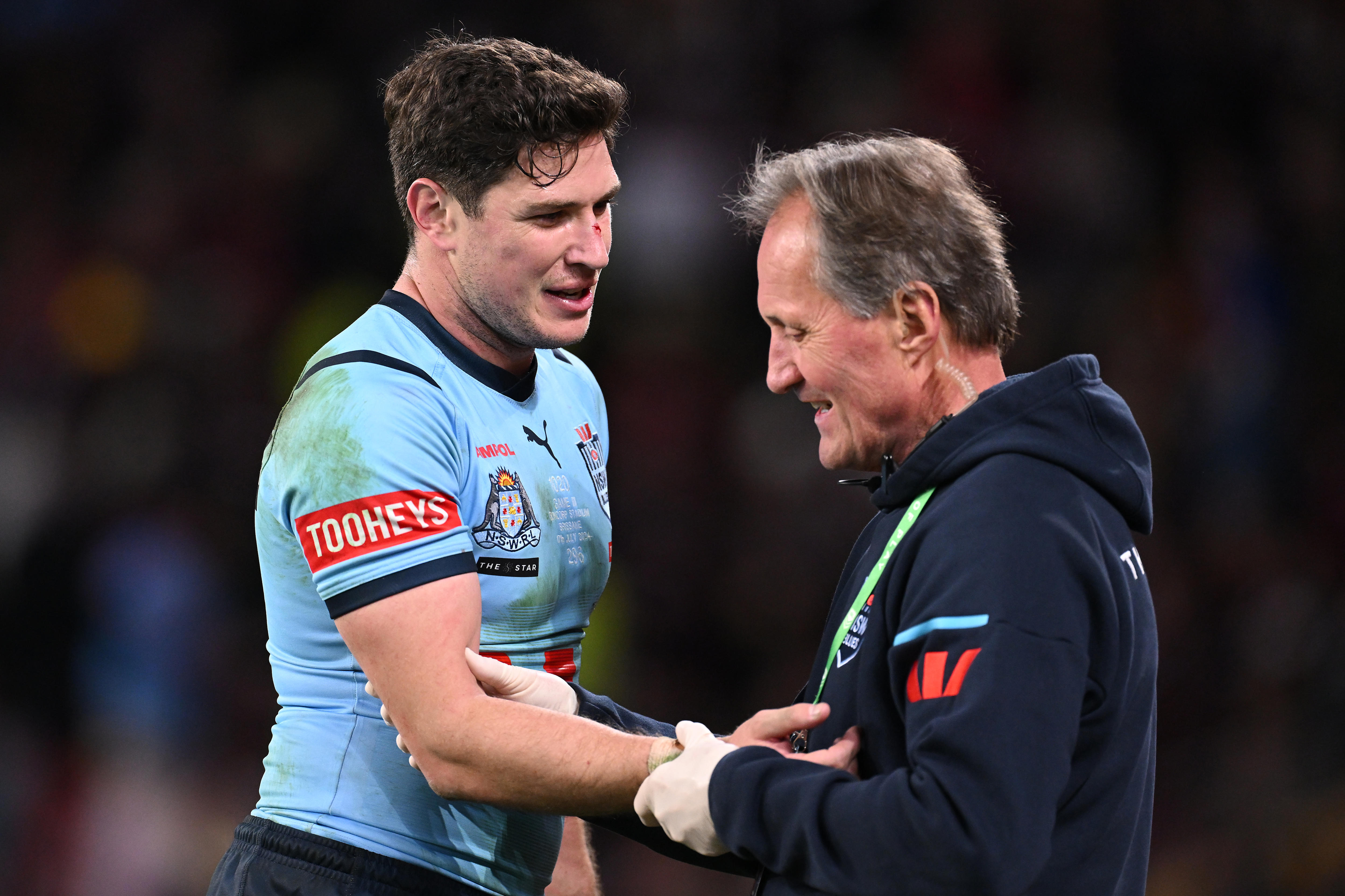 Mitch Moses suffers suspected season-ending bicep injury in NSW Blues’ Origin decider victory against Queensland