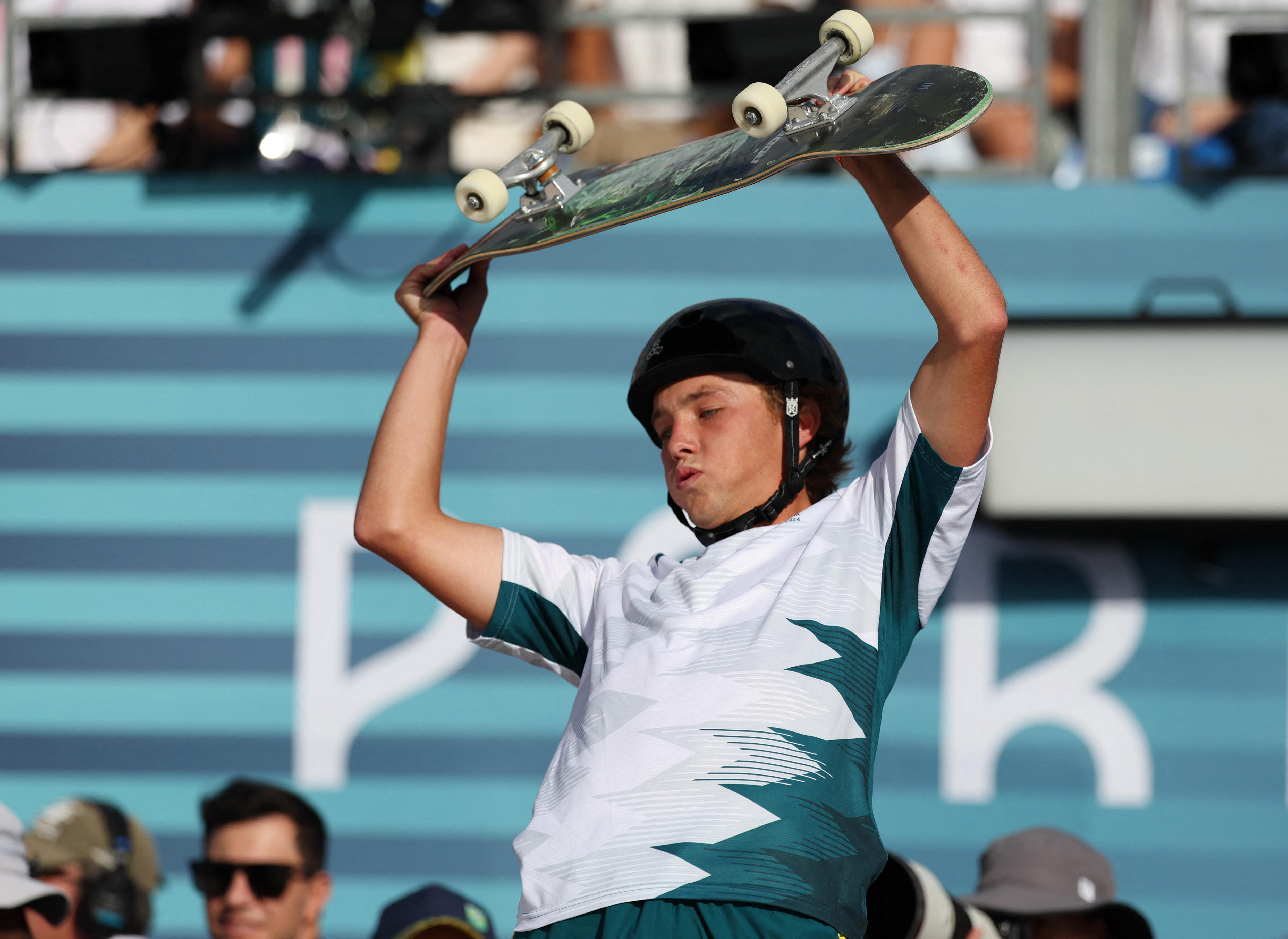 Keegan Palmer pulls off skateboard double for Australia at Paris Olympics with gold in men’s park