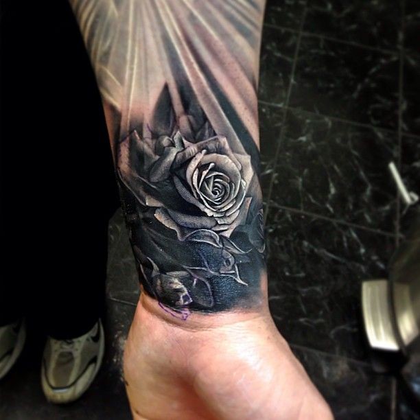 Flower Tattoos : Realistic Black And Gray Rose Mens Wrist … | Flickr 612_x_612_jpg